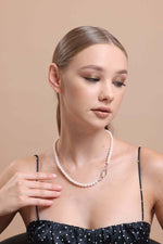 Yaprak Taşlı Doğal İnci Kolye Bileklik İkili Set | | Birinci1926