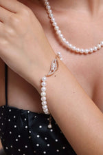 Yaprak Taşlı Doğal İnci Kolye Bileklik İkili Set | | Birinci1926