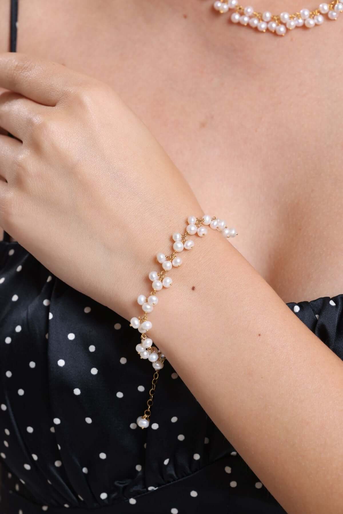 Sallantılı Doğal İnci Kolye Bileklik İkili Set | | Birinci1926