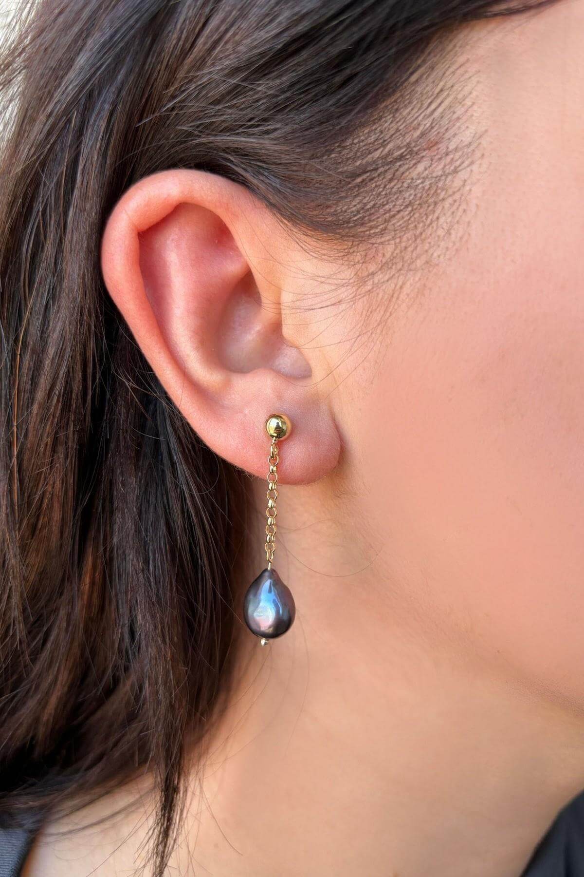 Doğal Barok İncili Zincir Küpe | | Birinci1926