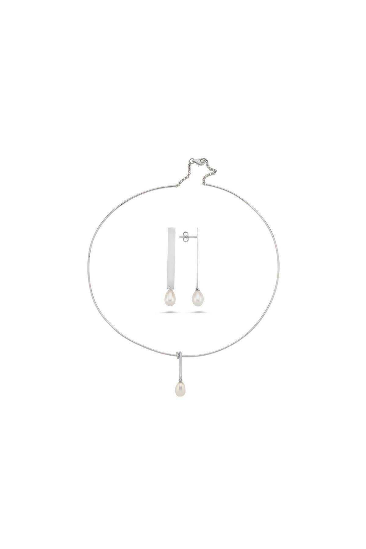 Doğal İnci Choker Küpe Kolye İkili Set | | Birinci1926