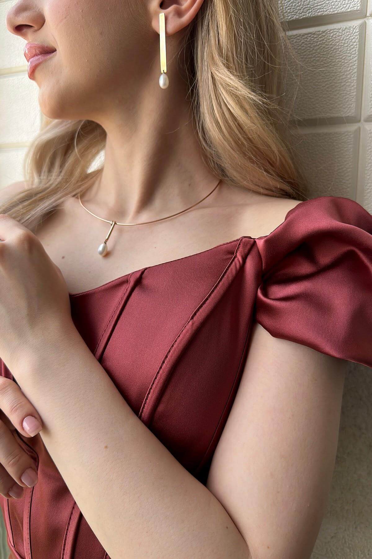 Doğal İnci Choker Küpe Kolye İkili Set | | Birinci1926