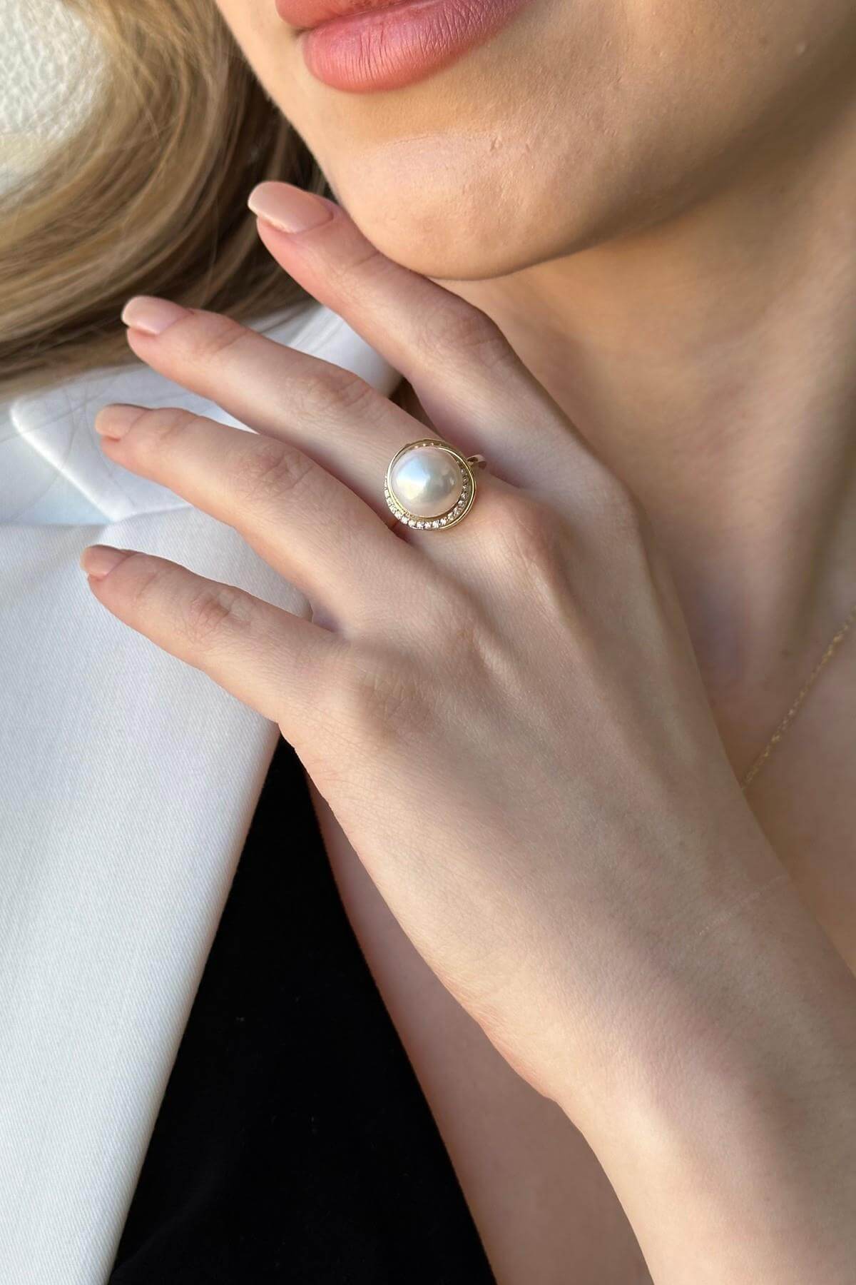 Doğal İnci Küpe Kolye Yüzük Üçlü Set | | Birinci1926