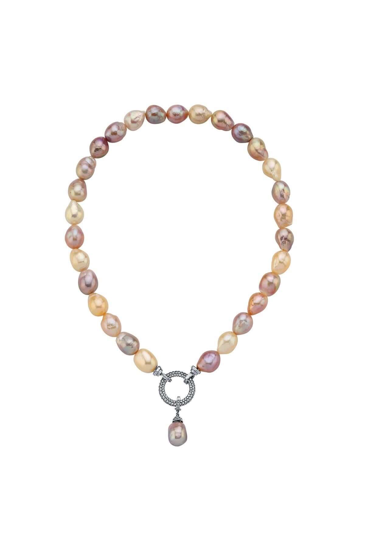 Halka Kilitli Multicolor Barok Doğal İnci Kolye | İnci Kolye | Birinci1926