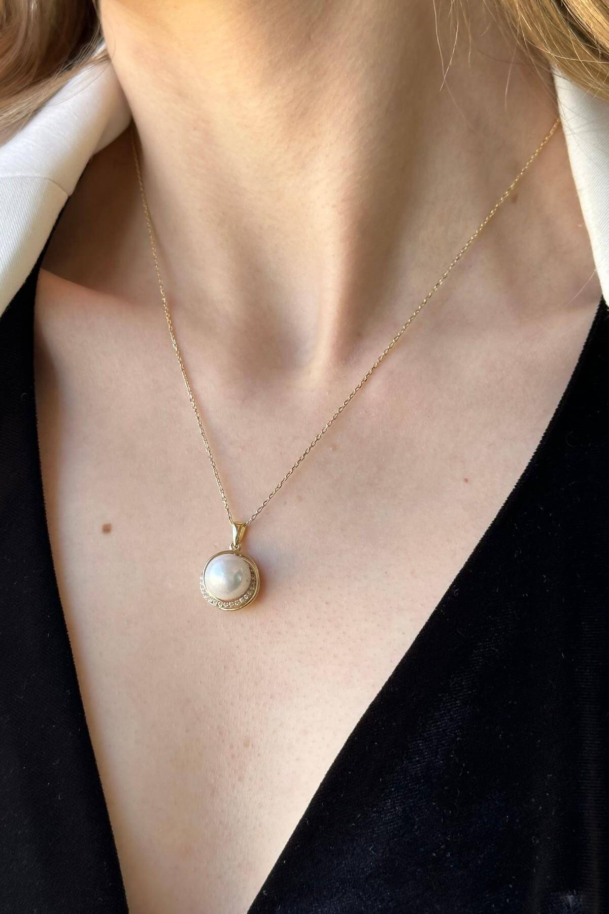 Zirkon Taşlı Doğal İnci Kolye | | Birinci1926