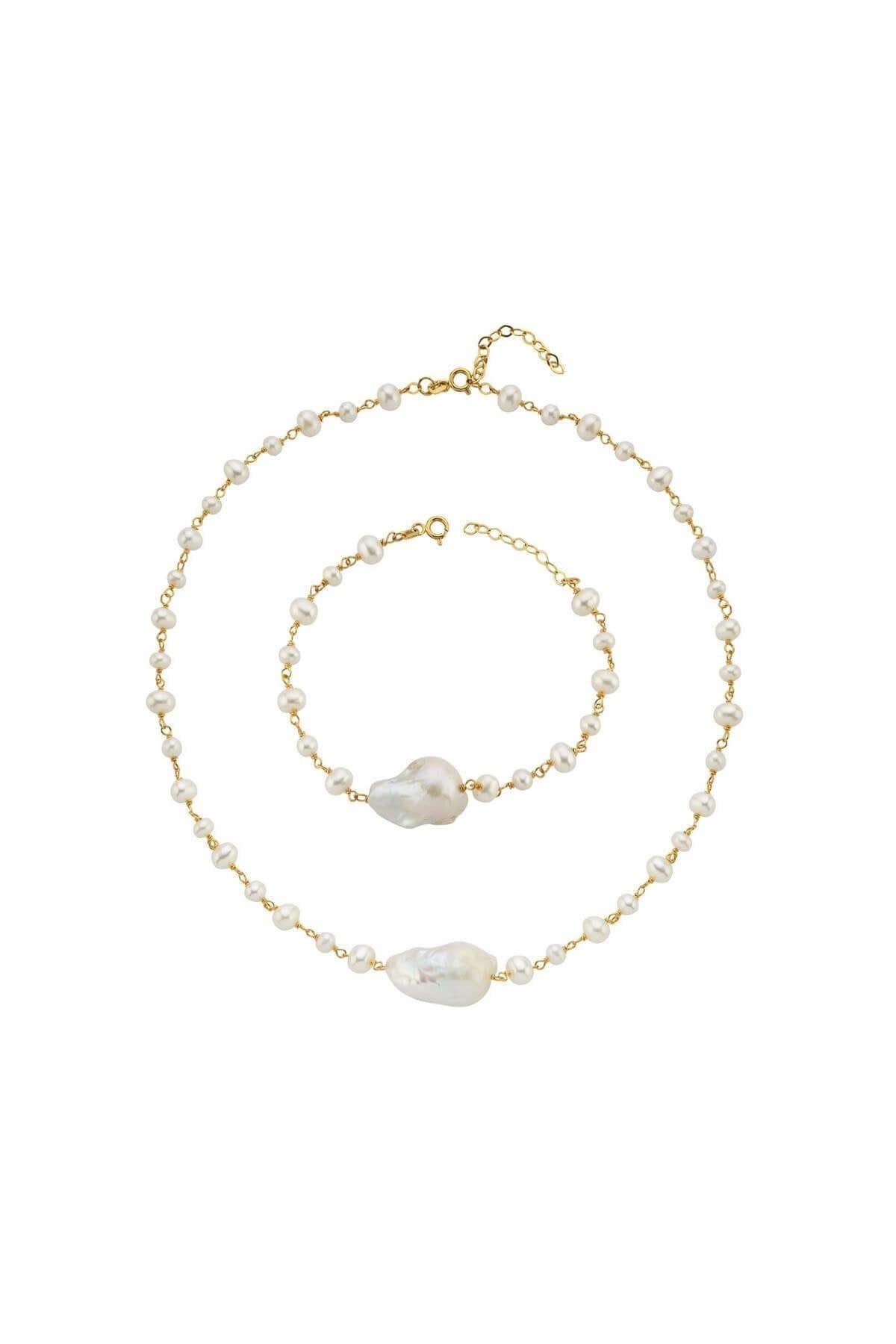 Barok Doğal İnci Kolye Bileklik İkili Set | | Birinci1926