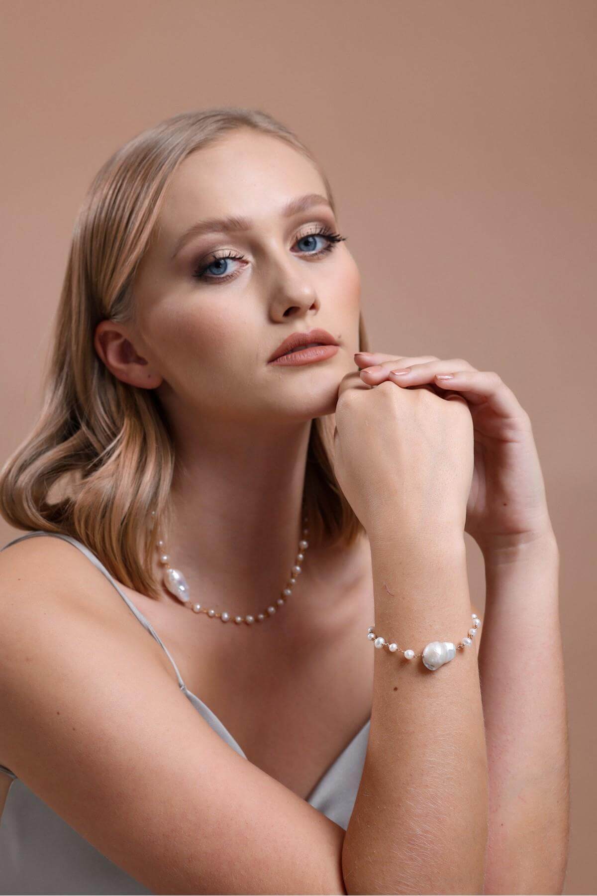 Barok Doğal İnci Kolye Bileklik İkili Set | | Birinci1926