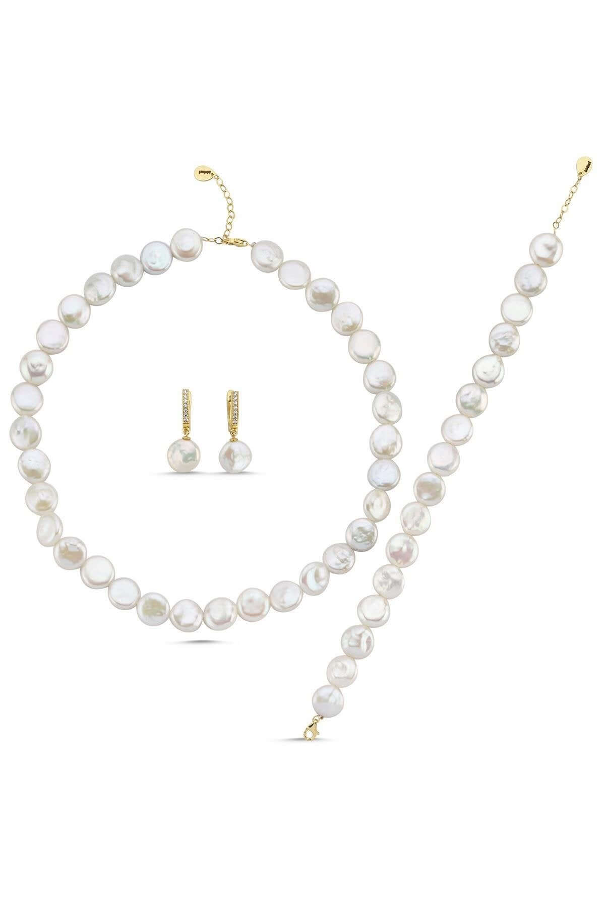 Para İnci Kolye Bileklik Küpe Üçlü Set | | Birinci1926