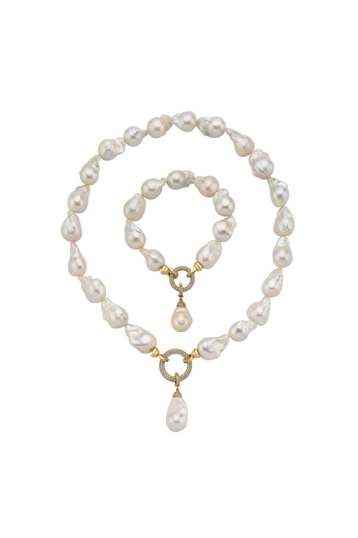 Halka Kilitli Barok Doğal İnci Kolye Bileklik İkili Set | | Birinci1926