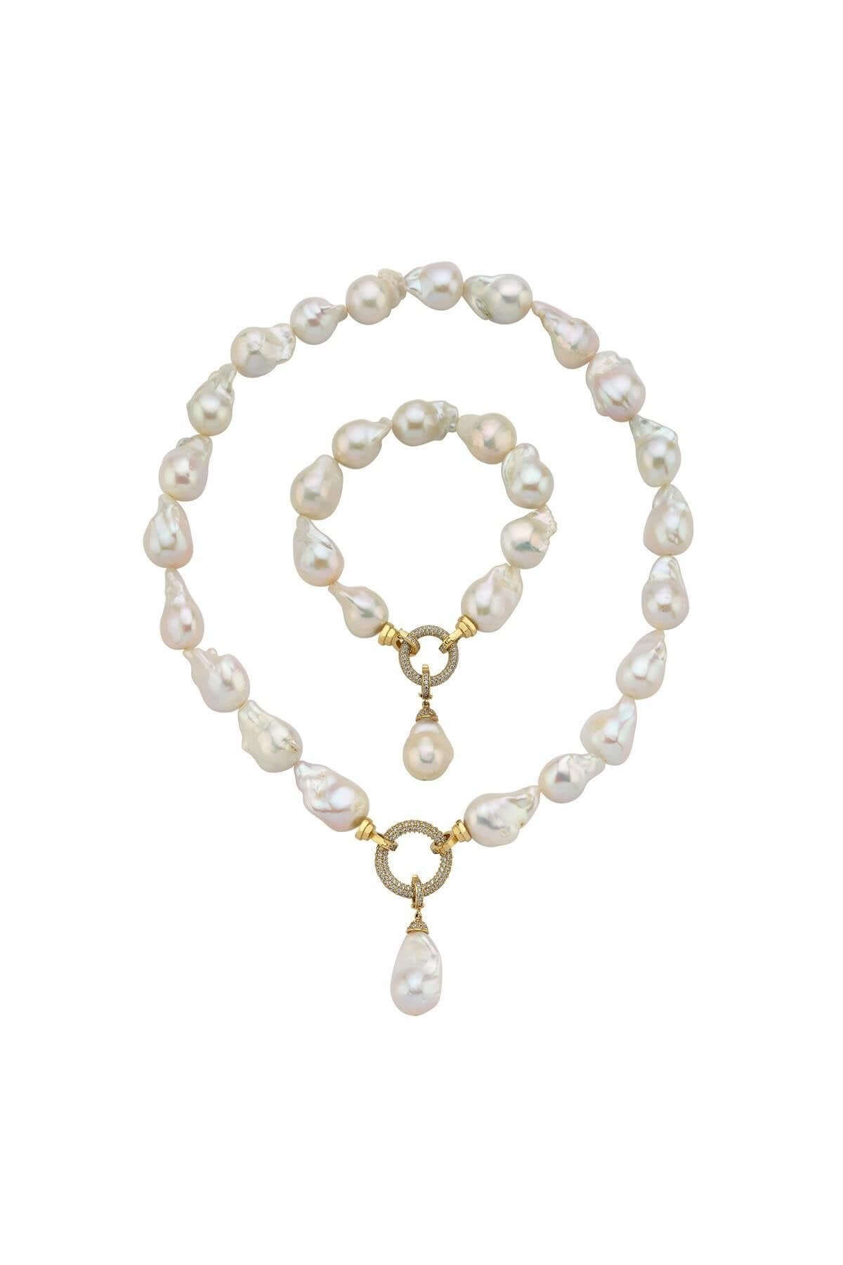 Halka Kilitli Barok Doğal İnci Kolye Bileklik İkili Set | | Birinci1926