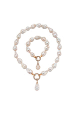 Halka Kilitli Barok Doğal İnci Kolye Bileklik İkili Set | | Birinci1926