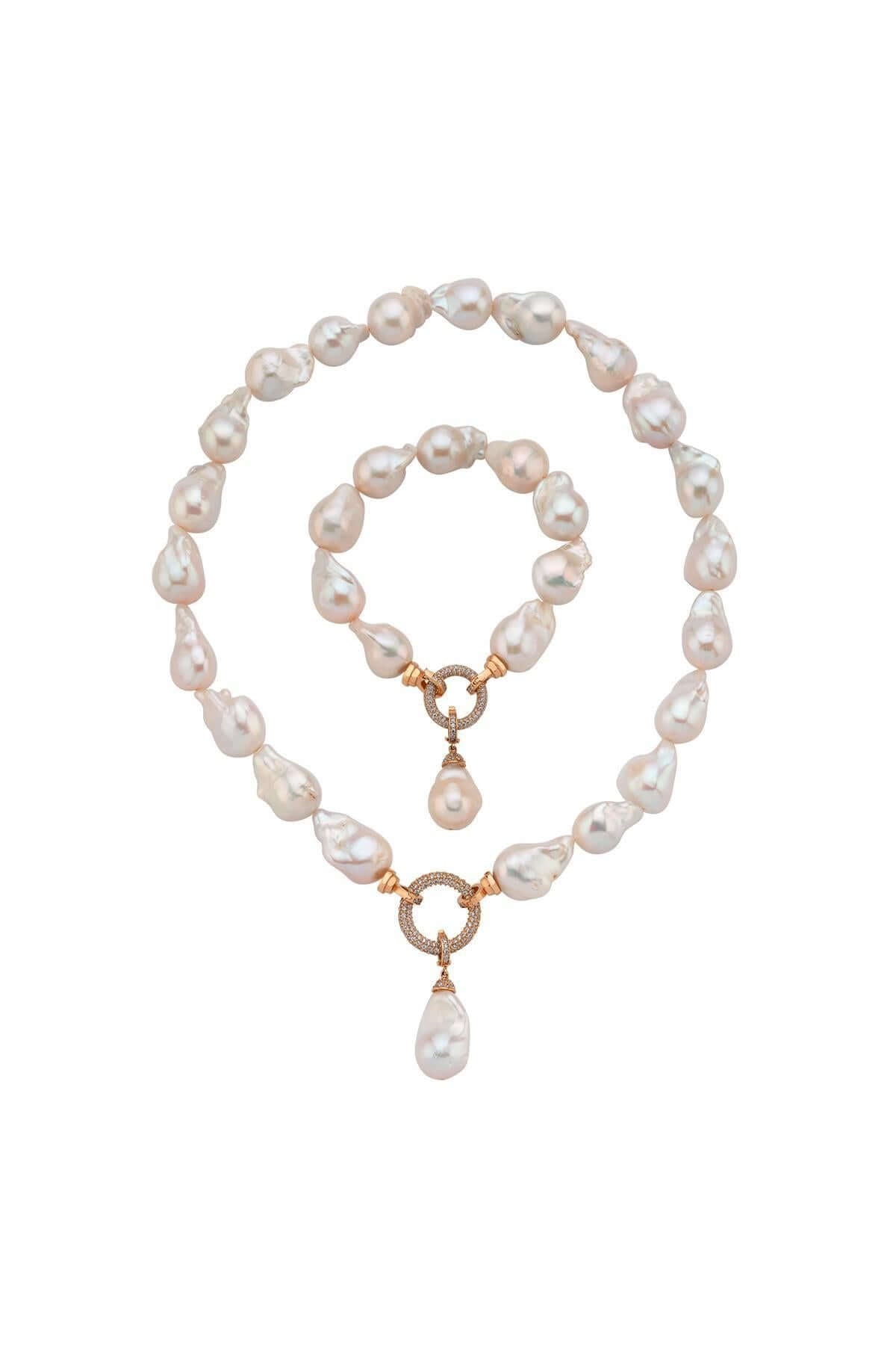 Halka Kilitli Barok Doğal İnci Kolye Bileklik İkili Set | | Birinci1926