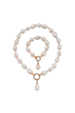 Halka Kilitli Barok Doğal İnci Kolye Bileklik İkili Set | | Birinci1926