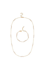 Üç Doğal İnci Dorika Toplu Zincir Kolye Bileklik İkili Set | | Birinci1926