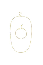 Üç Doğal İnci Dorika Toplu Zincir Kolye Bileklik İkili Set | | Birinci1926