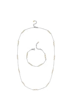 Üç Doğal İnci Dorika Toplu Zincir Kolye Bileklik İkili Set | | Birinci1926