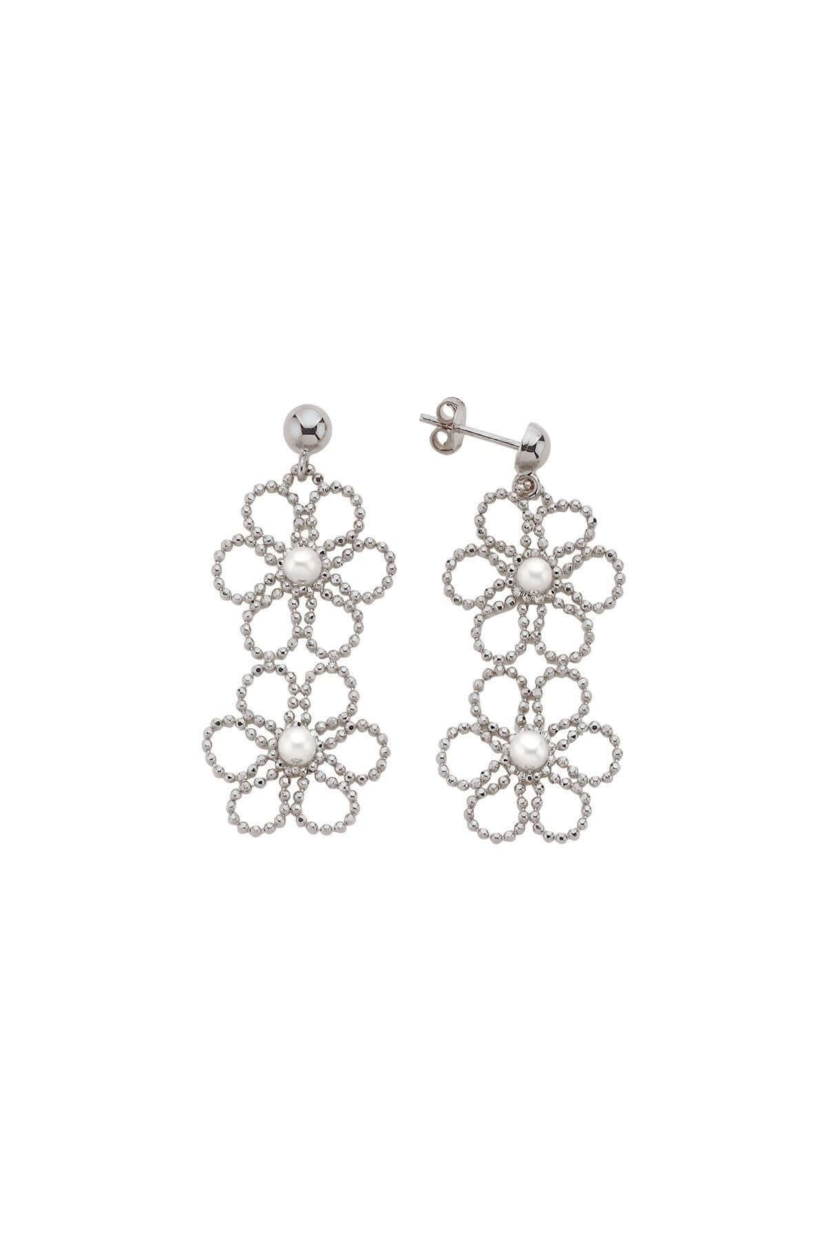 Çiçek Desenli Doğal İnci Küpe | | Birinci1926