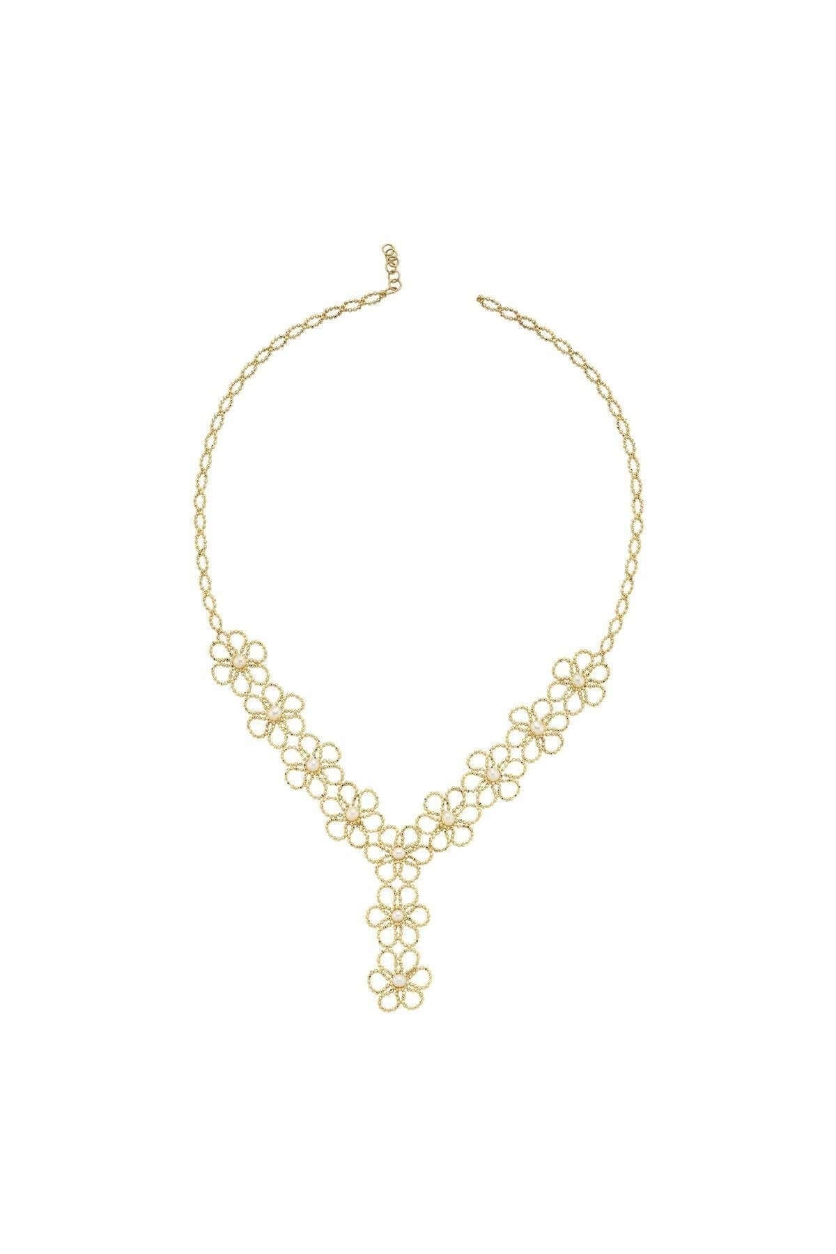 Çiçek Desenli Doğal İncili Kolye | | Birinci1926