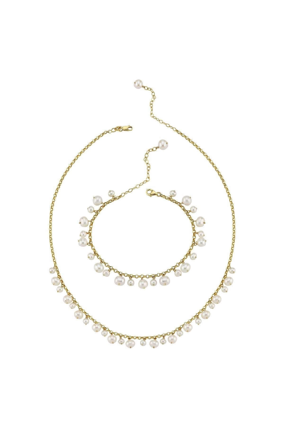 Doğal İnci Sallantılı Kolye Bileklik İkili Set | | Birinci1926