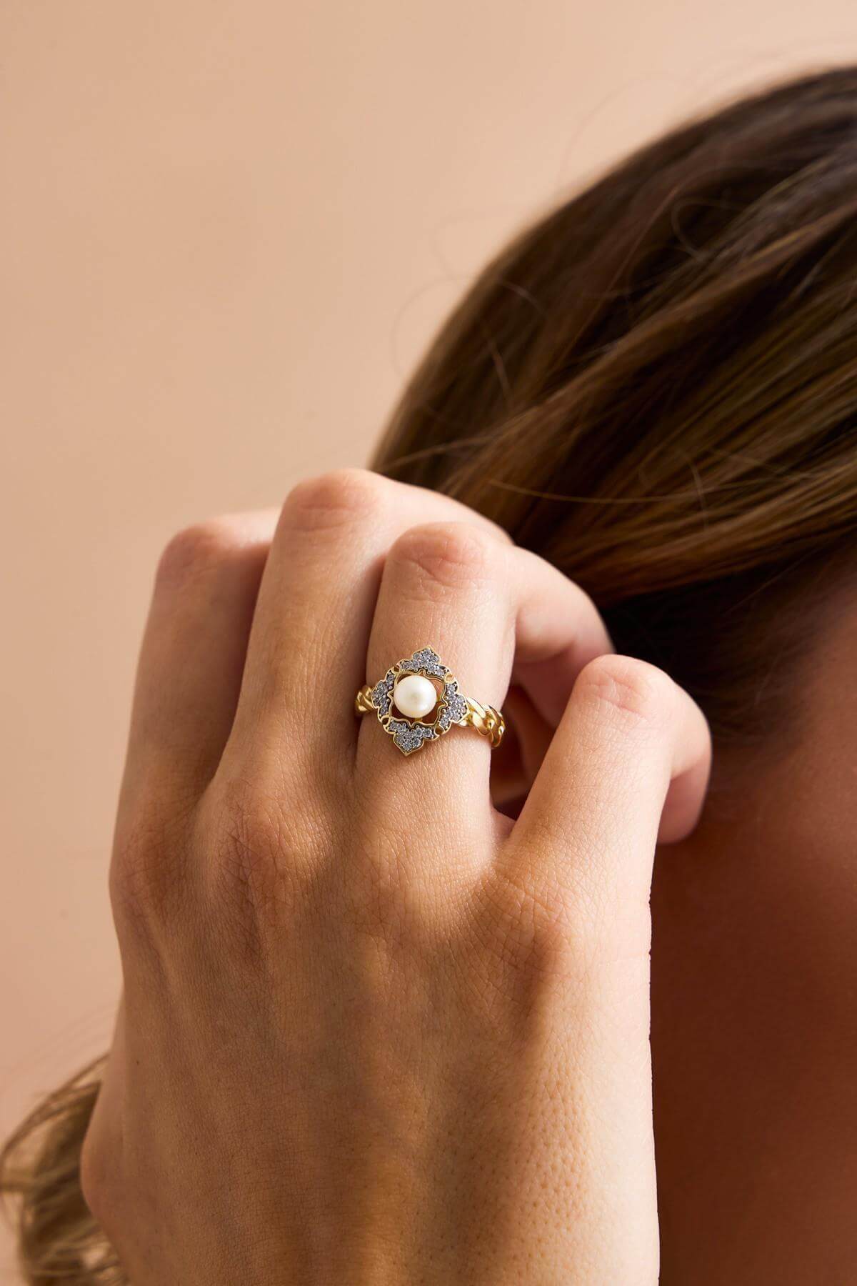 Baget Taşlı Doğal İnci Yüzük | | Birinci1926