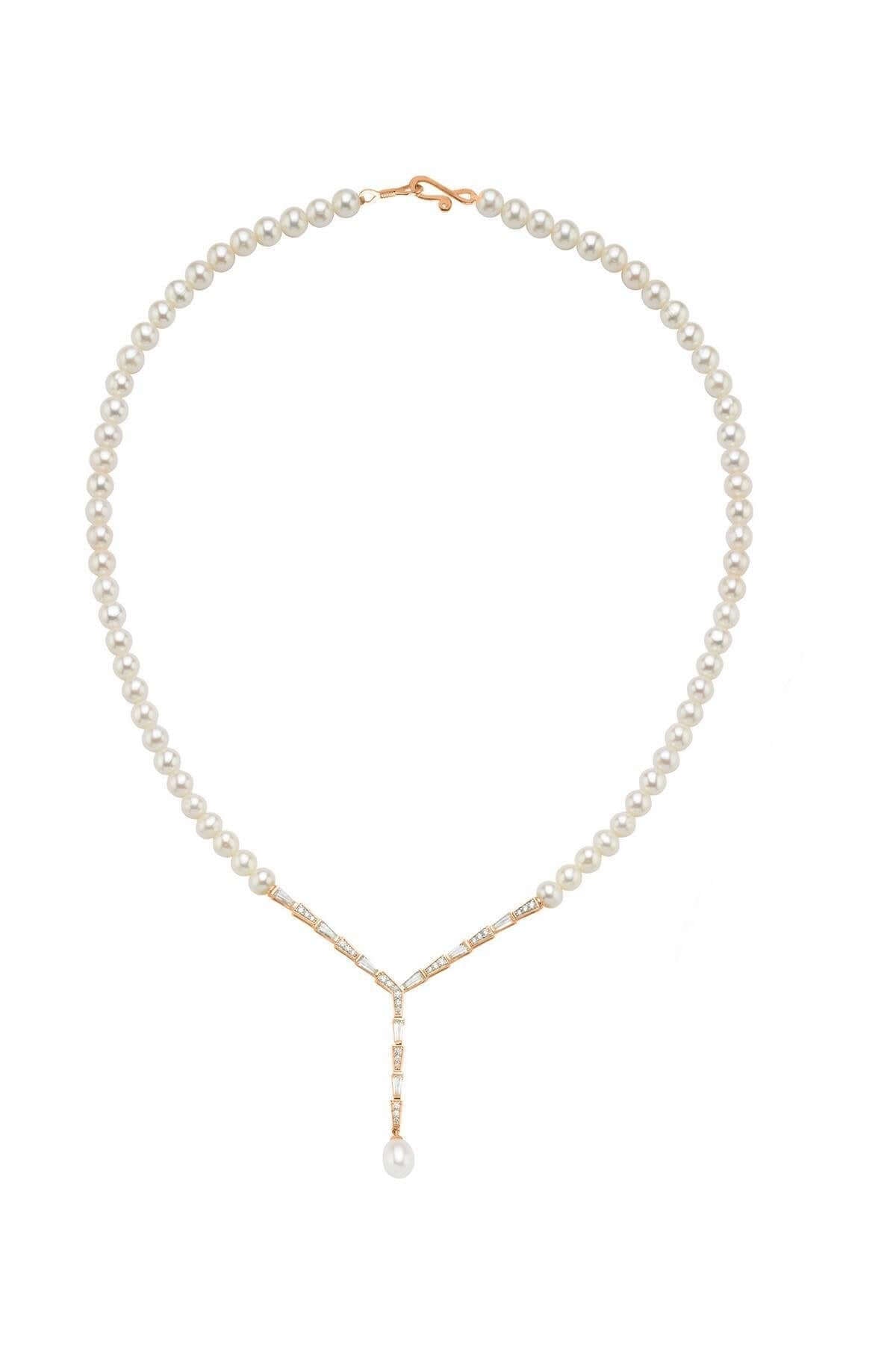 Baget Zirkon Taşlı Doğal İnci Kolye | | Birinci1926