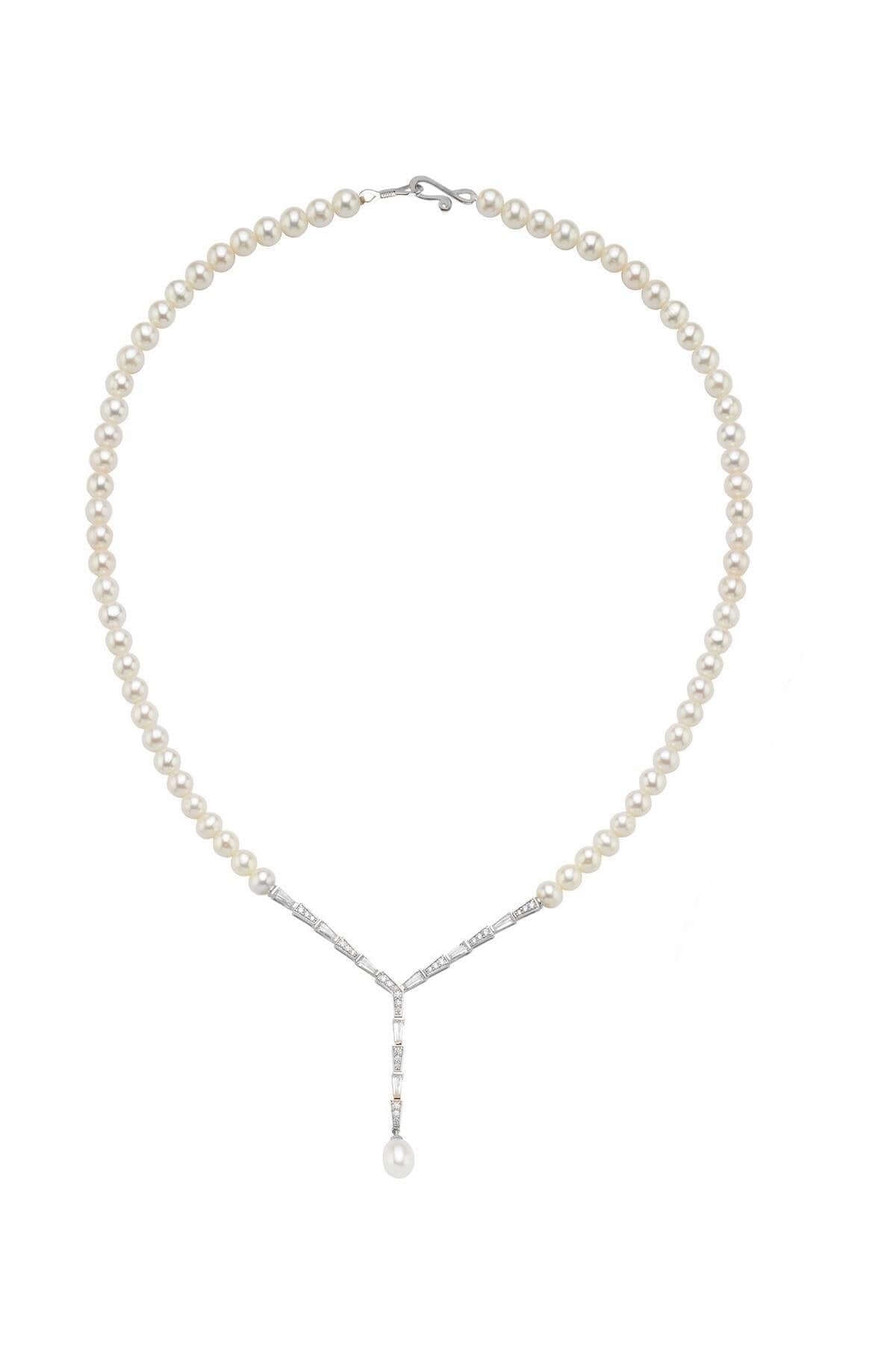 Baget Zirkon Taşlı Doğal İnci Kolye | | Birinci1926