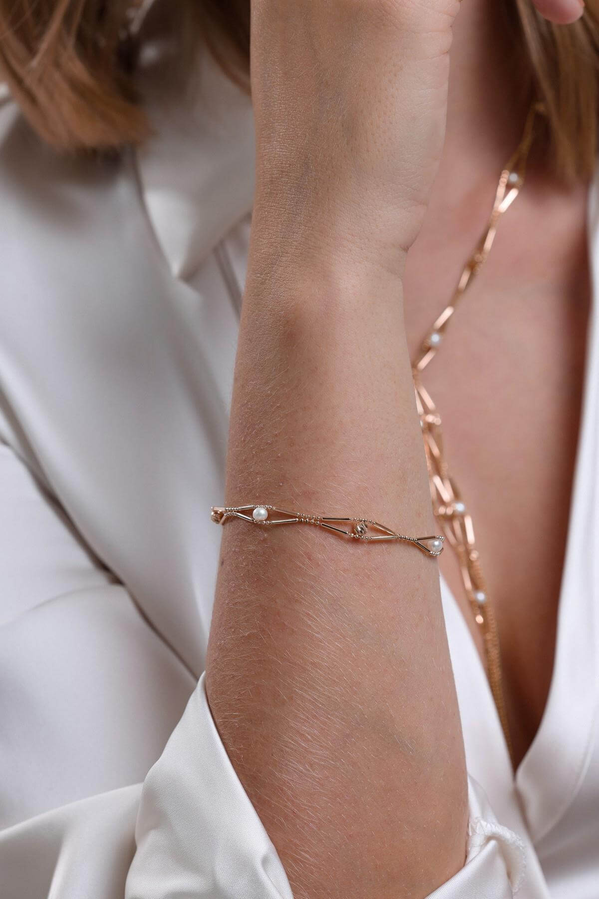 Baklava Dilimi Doriko Toplu Doğal İnci Bileklik | | Birinci1926