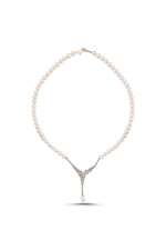 Çiçek Detay Zirkon Taşlı Doğal İnci Kolye | | Birinci1926