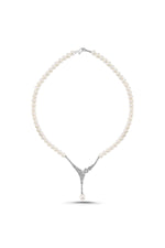 Çiçek Detay Zirkon Taşlı Doğal İnci Kolye | | Birinci1926