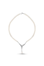 Çiçek Detay Zirkon Taşlı Doğal İnci Kolye | | Birinci1926