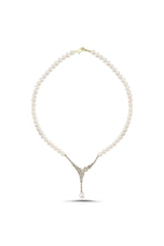 Çiçek Detay Zirkon Taşlı Doğal İnci Kolye | | Birinci1926