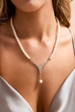 Çiçek Detay Zirkon Taşlı Doğal İnci Kolye | | Birinci1926