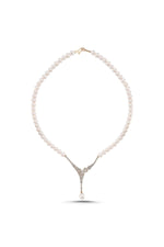 Çiçek Detay Zirkon Taşlı Doğal İnci Kolye | | Birinci1926