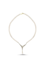 Çiçek Detay Zirkon Taşlı Doğal İnci Kolye | | Birinci1926