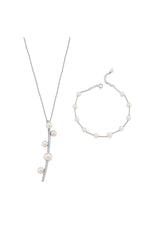 Çubuk Üzeri Beş Doğal İnci Kolye Bileklik İkili Set | | Birinci1926