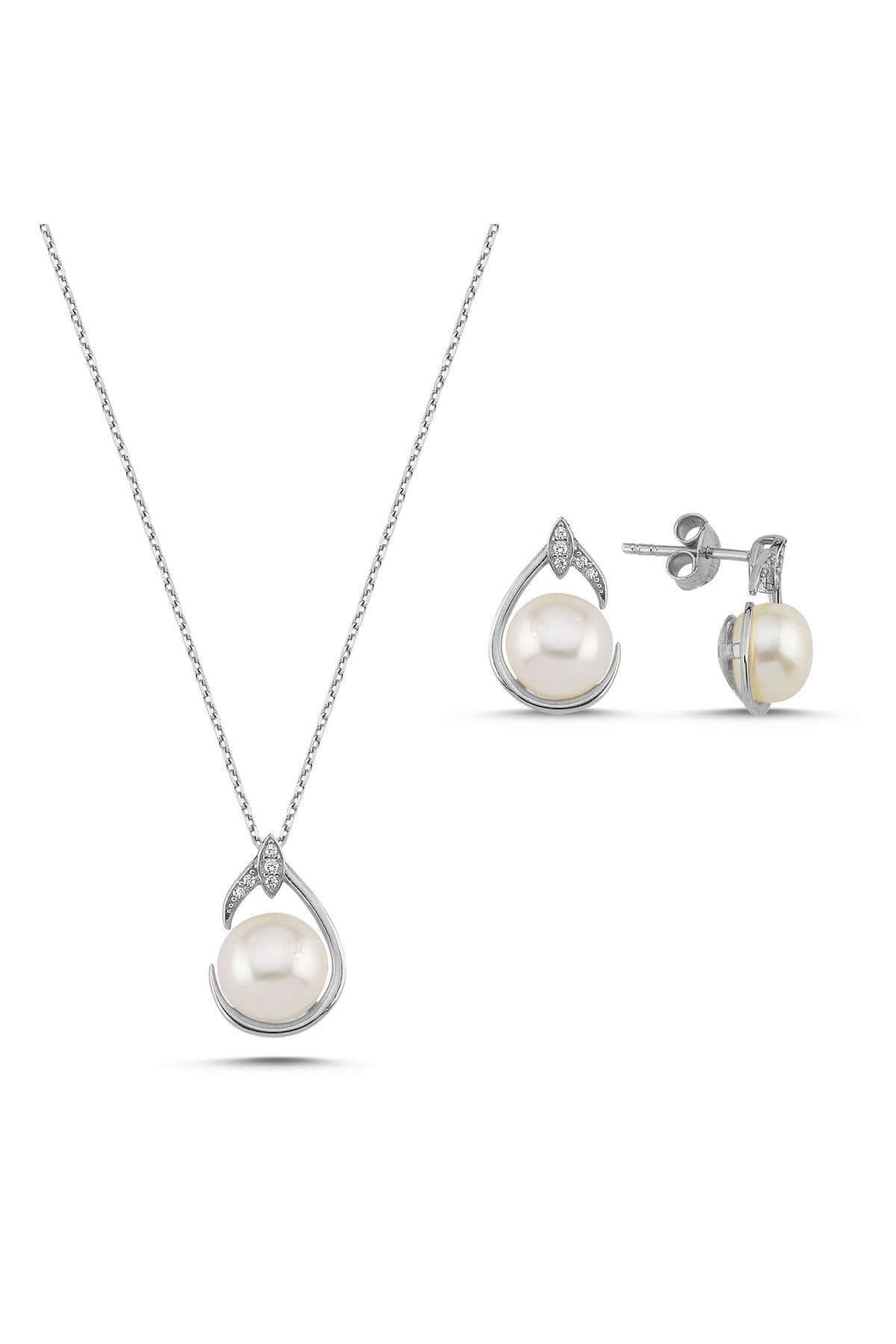 Damla Doğal İnci Küpe Kolye İkili Set | | Birinci1926