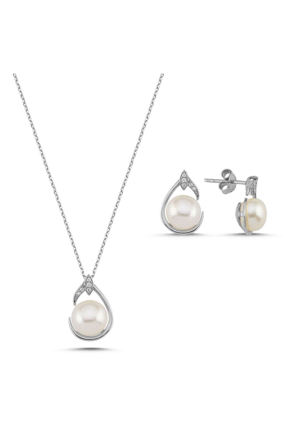 Damla Doğal İnci Küpe Kolye İkili Set | | Birinci1926