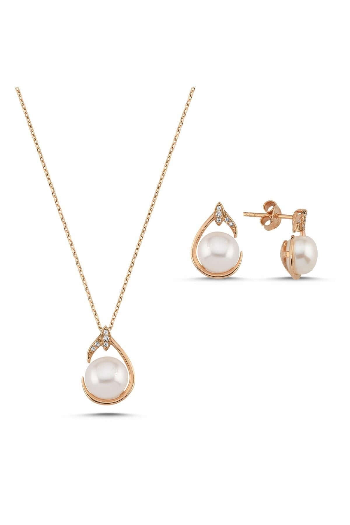 Damla Doğal İnci Küpe Kolye İkili Set | | Birinci1926