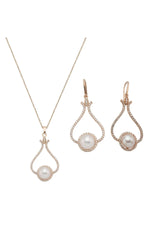 Lale Taşlı Doğal İnci Küpe Kolye İkili Set | | Birinci1926