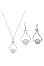 Lale Taşlı Doğal İnci Küpe Kolye İkili Set | | Birinci1926