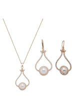 Lale Taşlı Doğal İnci Küpe Kolye İkili Set | | Birinci1926