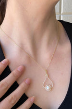 Lale Taşlı Doğal İnci Küpe Kolye İkili Set | | Birinci1926