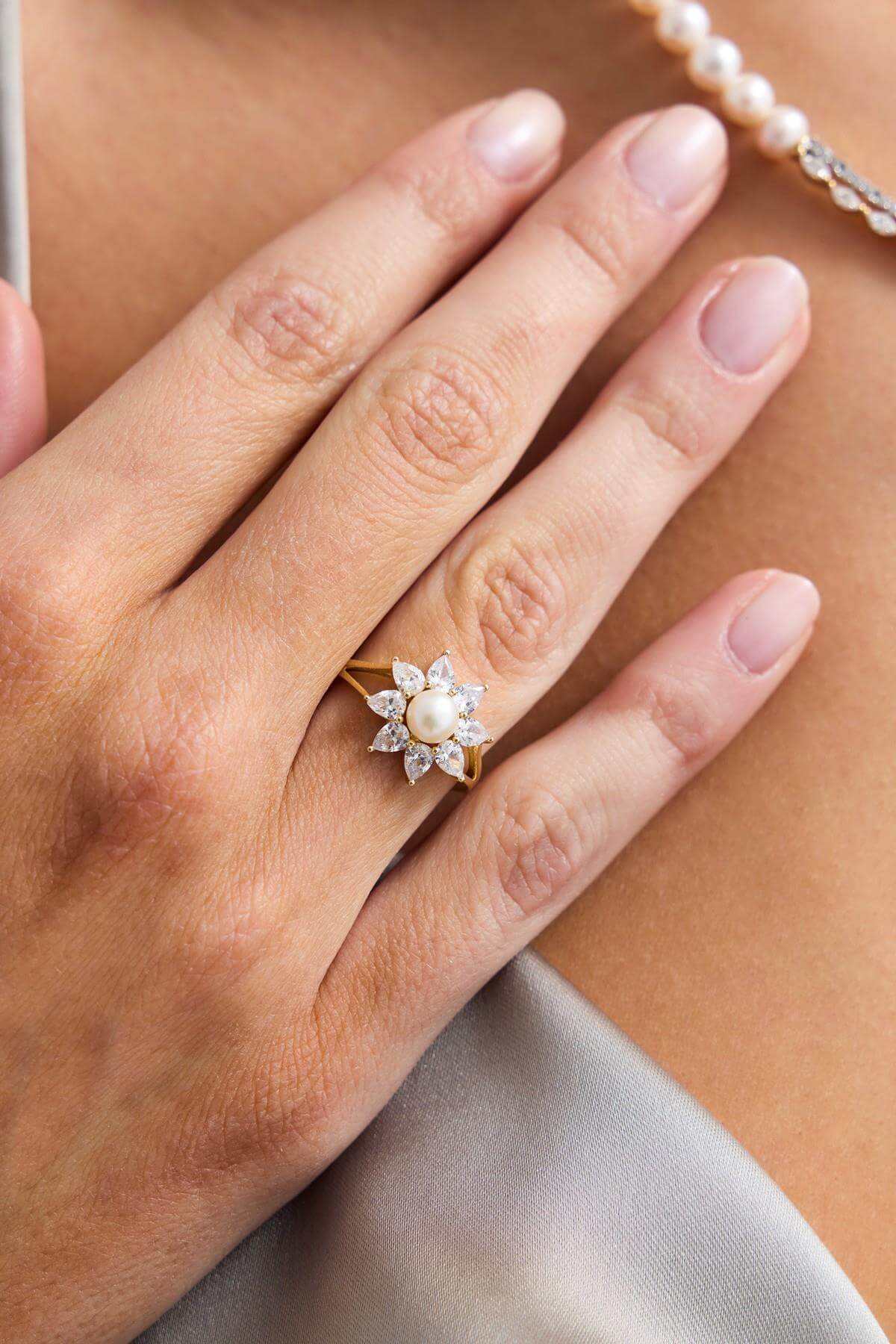 Papatya Modeli Doğal İnci Yüzük | | Birinci1926