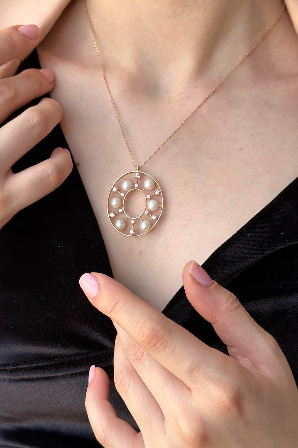 Tasarımlı Doğal İncili Kolye Bileklik İkili Set | | Birinci1926