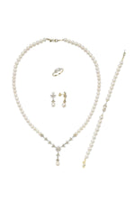 Yaprak Modelli Doğal İnci Küpe Kolye Bileklik Yüzük Dörtlü Set | | Birinci1926