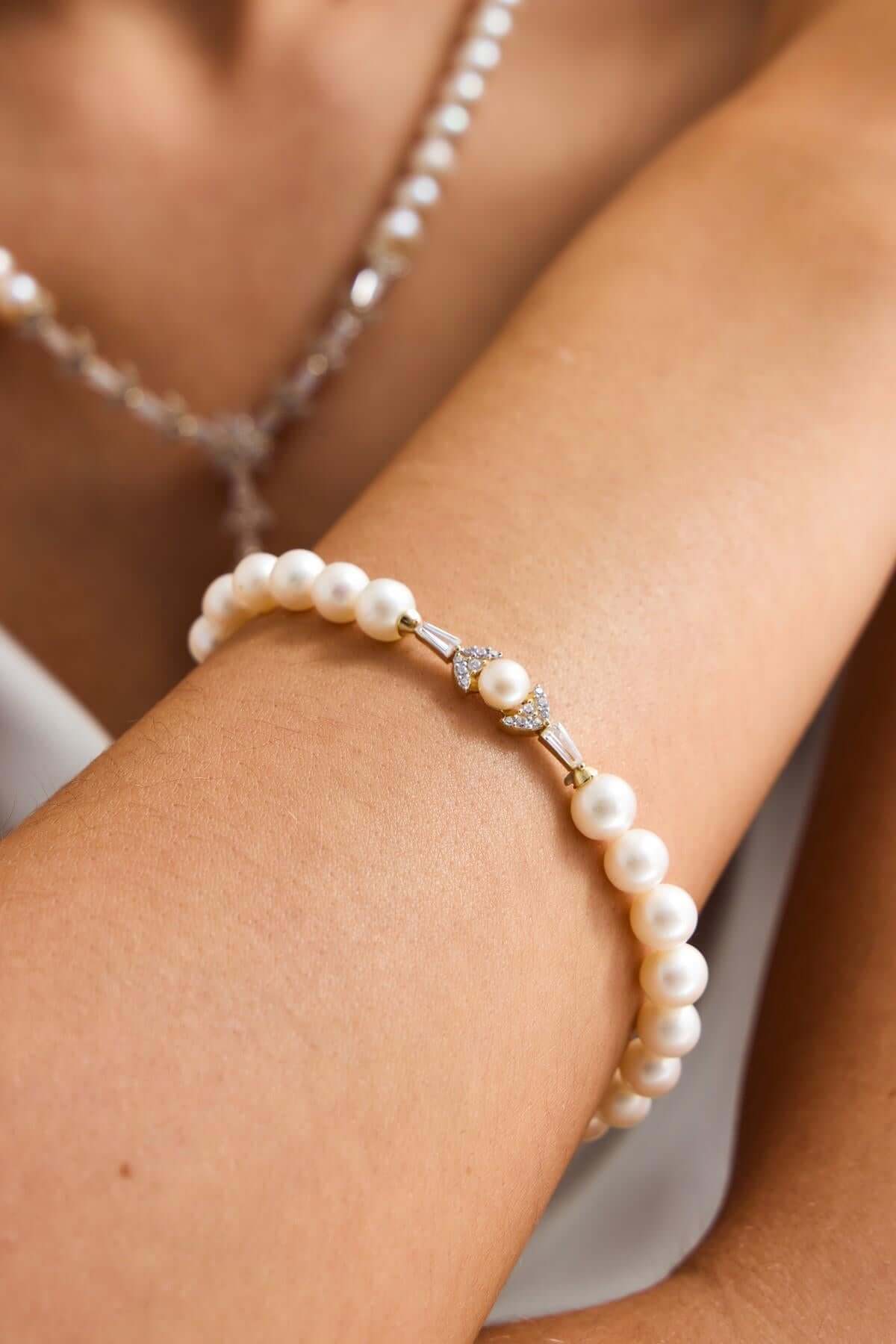 Yaprak Modelli Doğal İnci Küpe Kolye Bileklik Yüzük Dörtlü Set | | Birinci1926