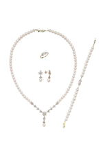 Yaprak Modelli Doğal İnci Küpe Kolye Bileklik Yüzük Dörtlü Set | | Birinci1926