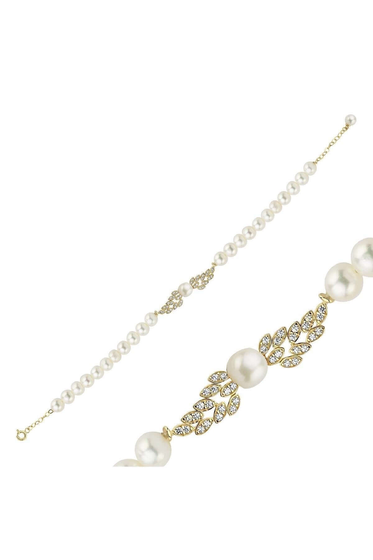 Yaprak Taşlı Doğal İnci Bileklik | | Birinci1926