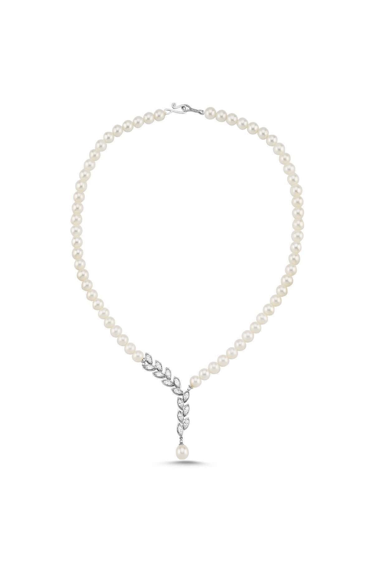 Yaprak Taşlı Doğal İnci Kolye | | Birinci1926