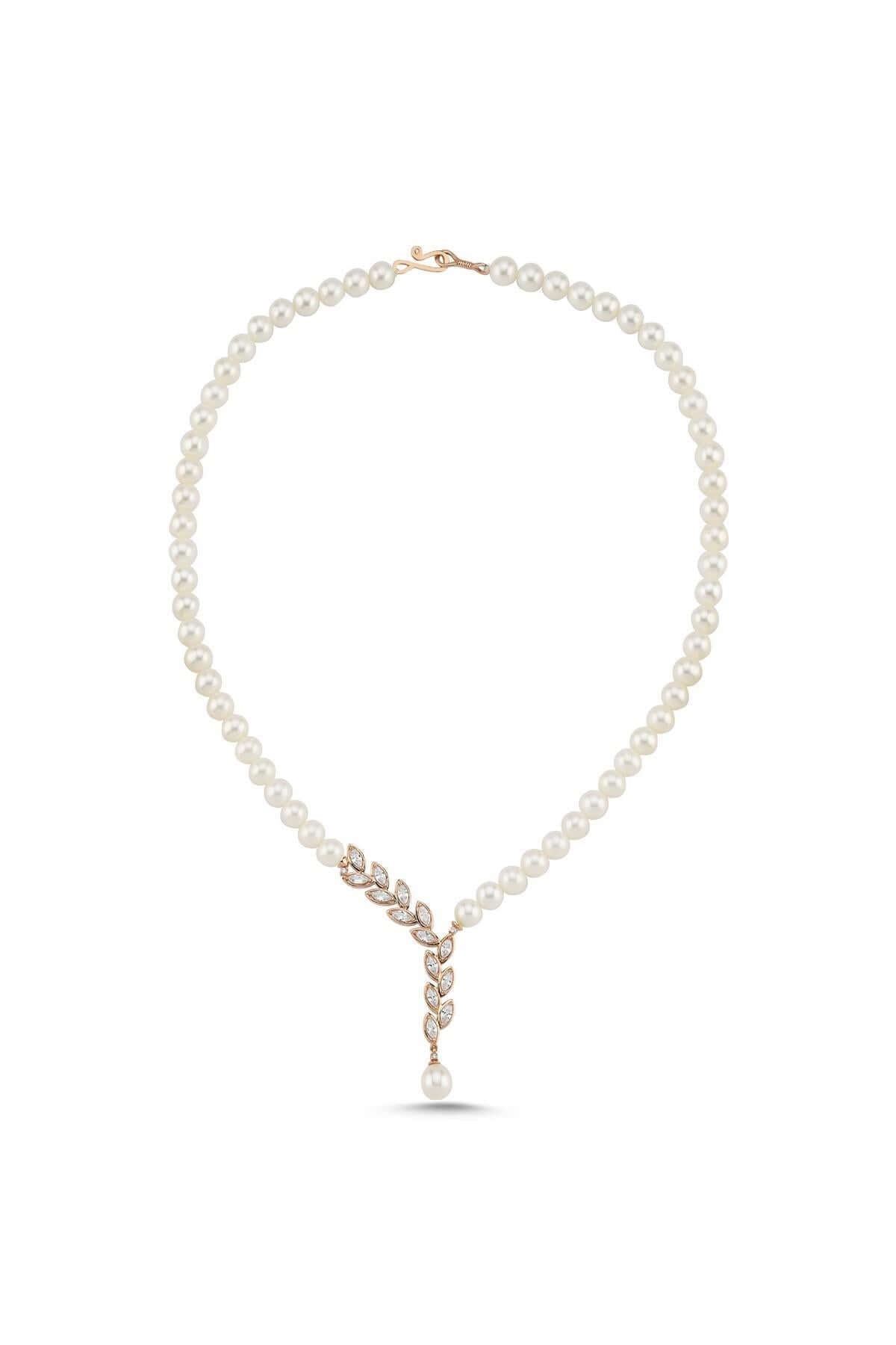 Yaprak Taşlı Doğal İnci Kolye | | Birinci1926